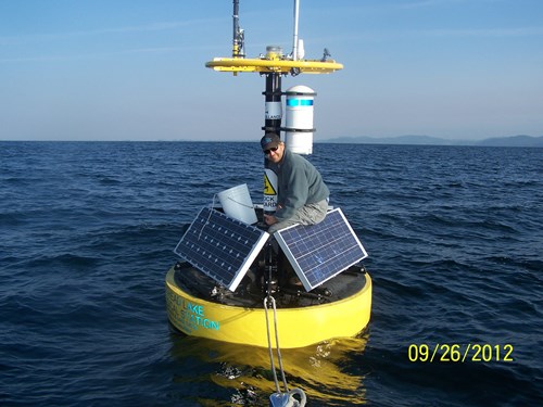 Tom working on Flathead Lake buoy