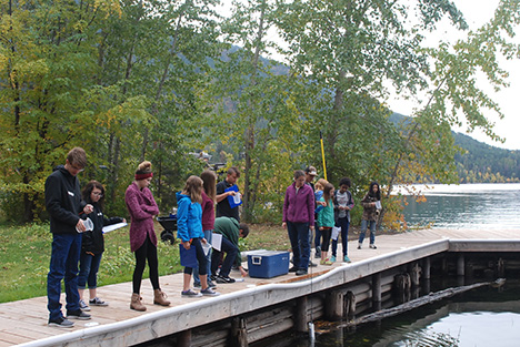 Students take water samples from the FLBS dock