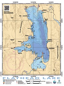 Flathead Lake navigation with bathymetry map