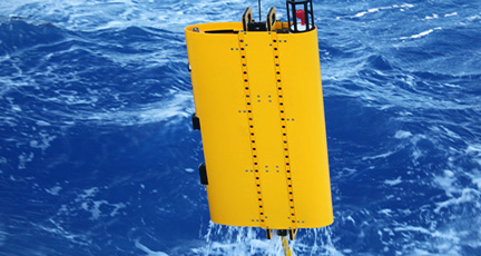 Another subsea sensor housing being winched back to the ship