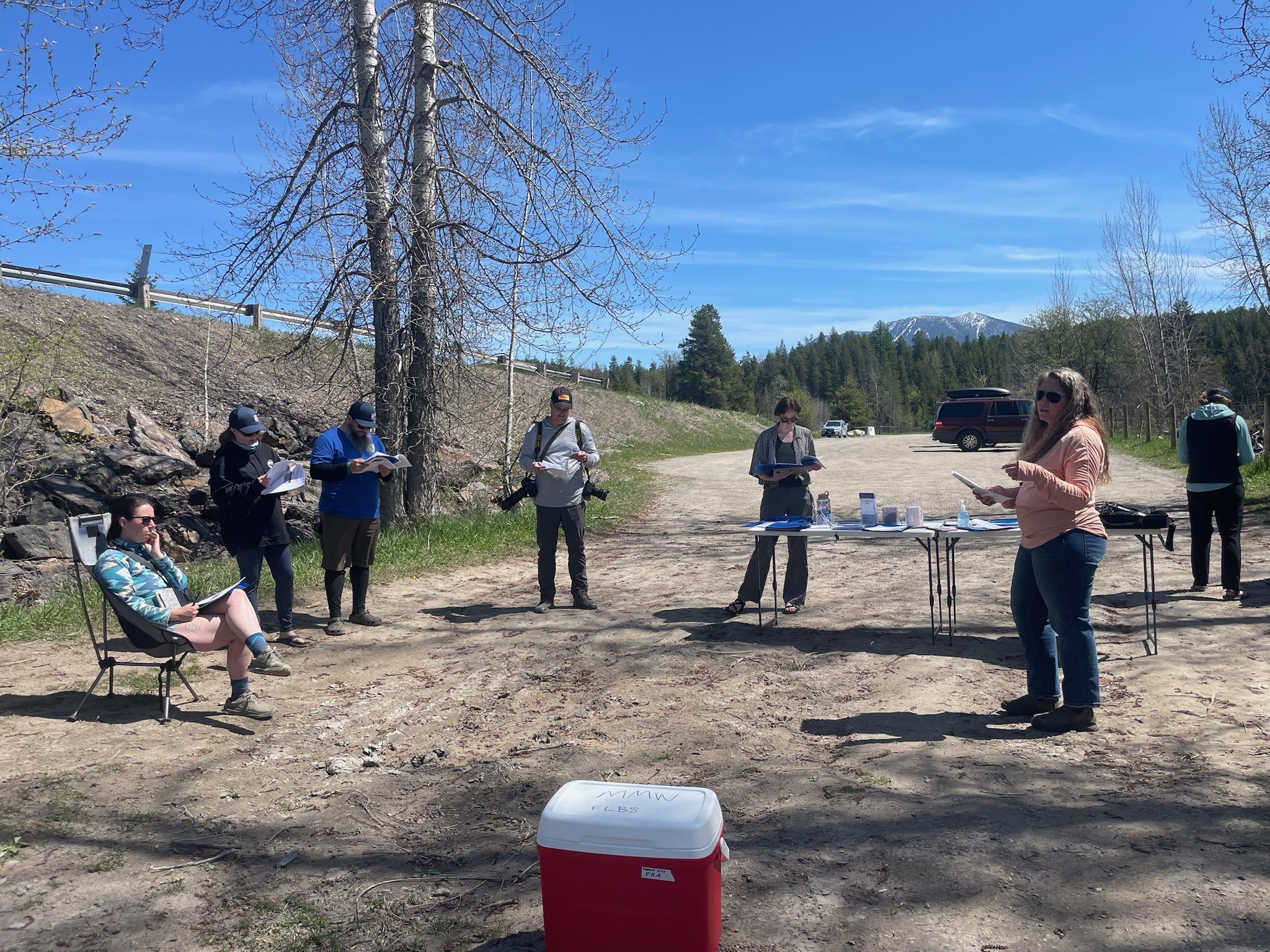 Rachel Malison speaking to Flathead Rivers Alliance volunteers about Monitoring Montana Waters program.
