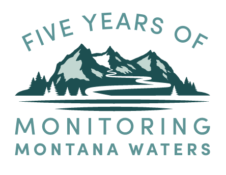 MMW mountain and river logo with the words "Five Years of Monitoring Montana Waters" encircling the logo.