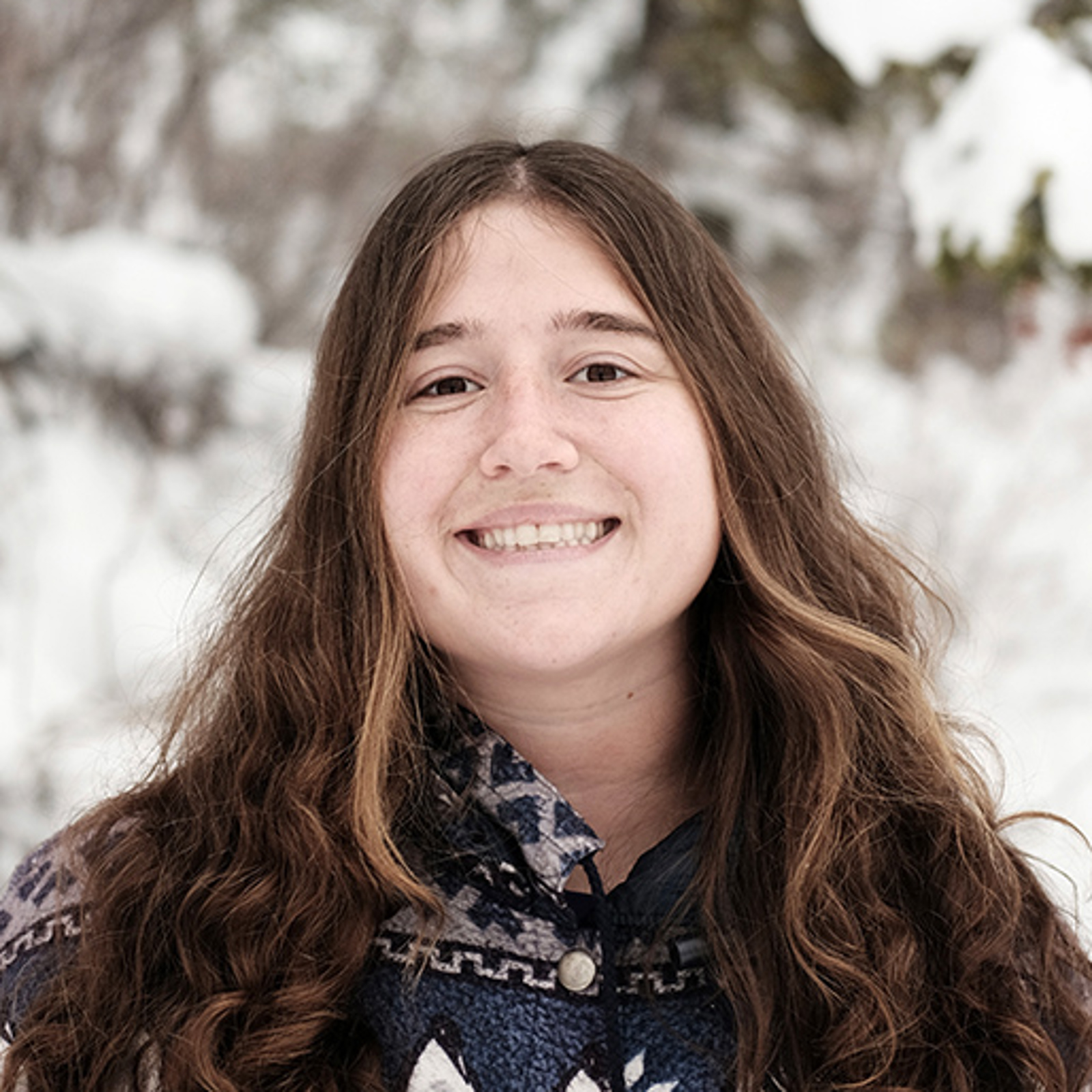 Meredith Eiden on a snowy Flathead Lake shoreline