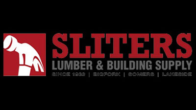 Sliters Lumber & Building Supply logo - red square with a white hammer