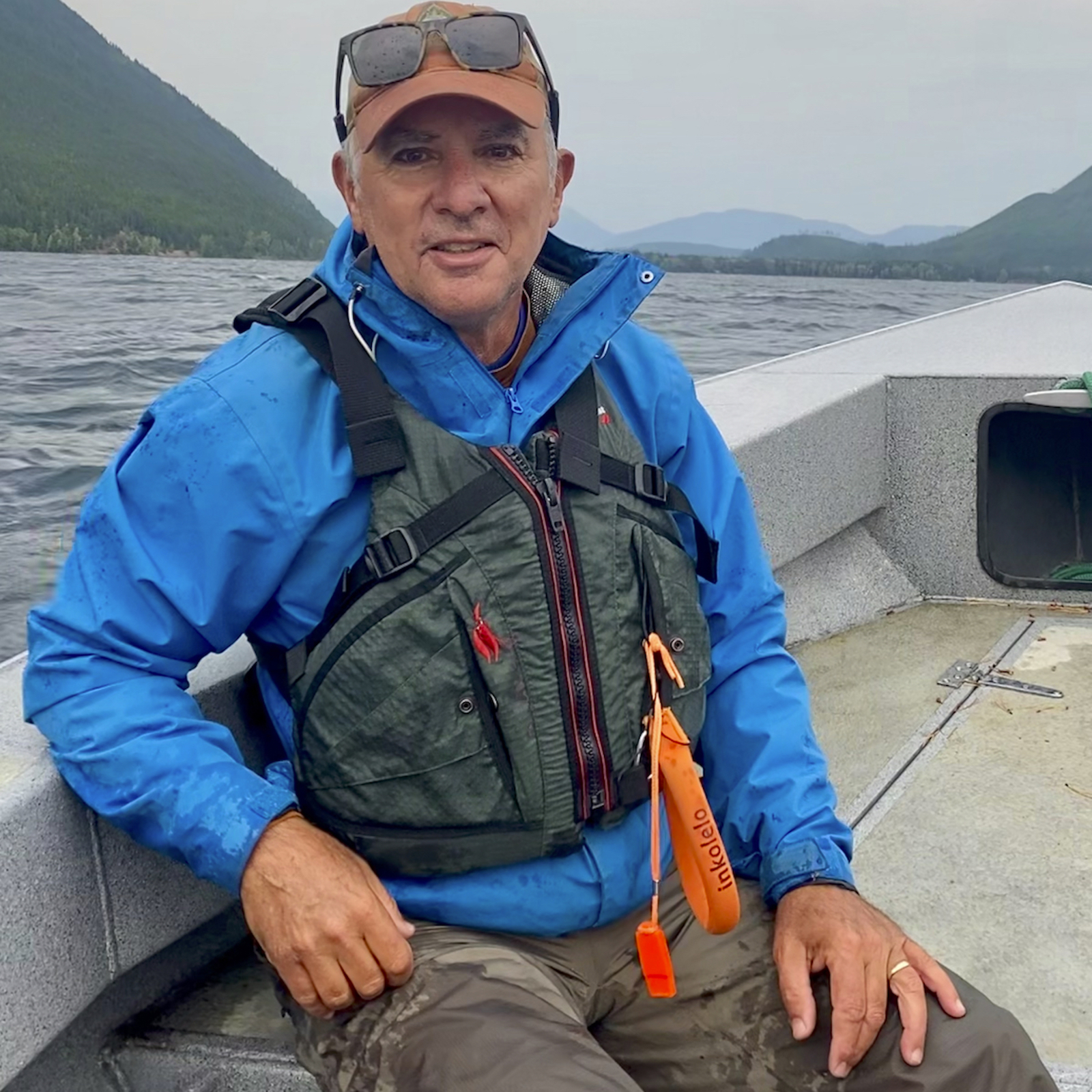 Jim Elser on a boat in a lake