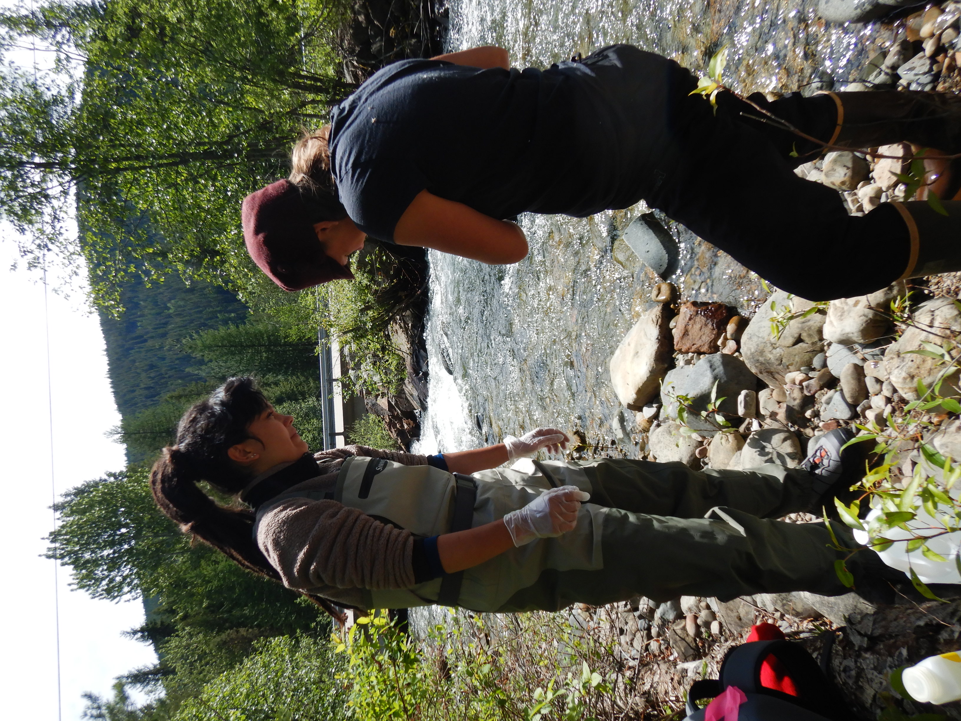 Two staff members with the Yaak Valley Forest Council MMW group collecting water samples.