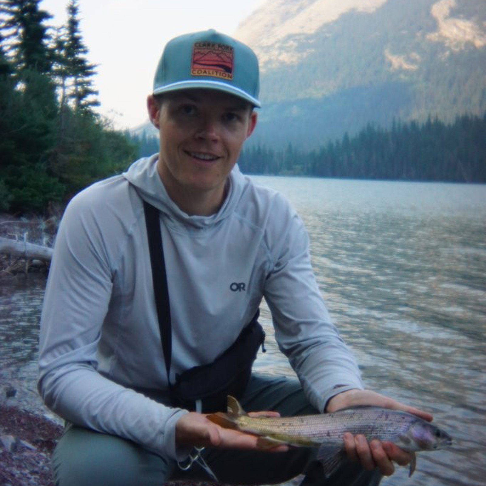 Jake at Elizabeth Lake holding a rainbow trout