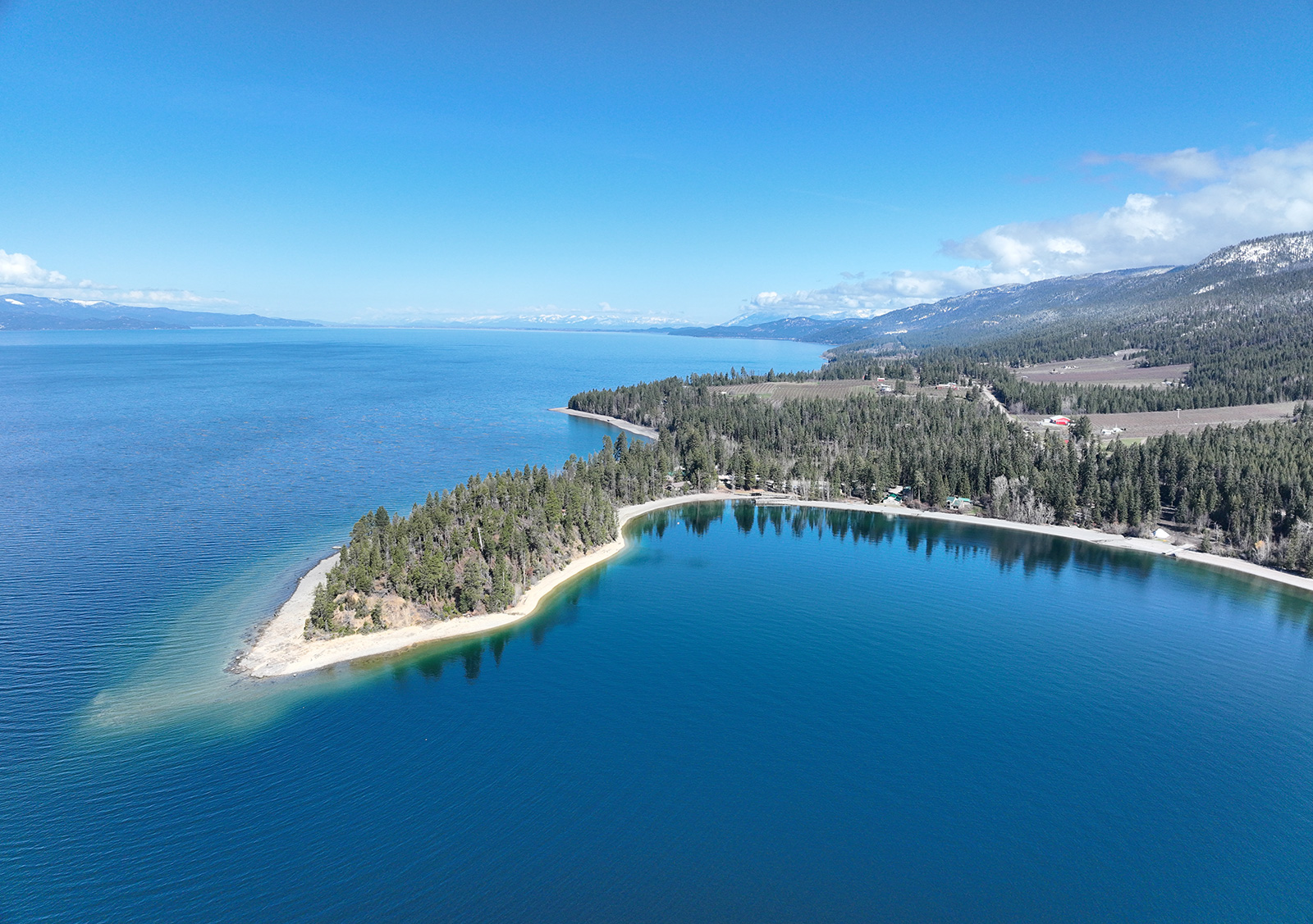 Aerial drone view of Yellow Bay and the FLBS peninsula