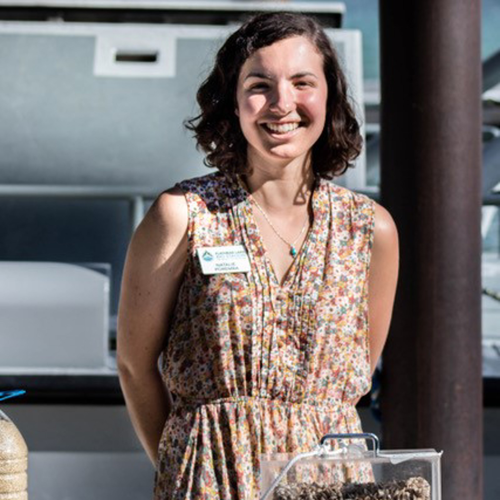 Natalie presents information at FLBS Open House