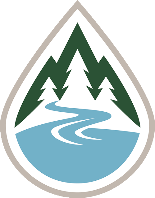 FLBS Mountain Forest Lake outlined in a water droplet logo