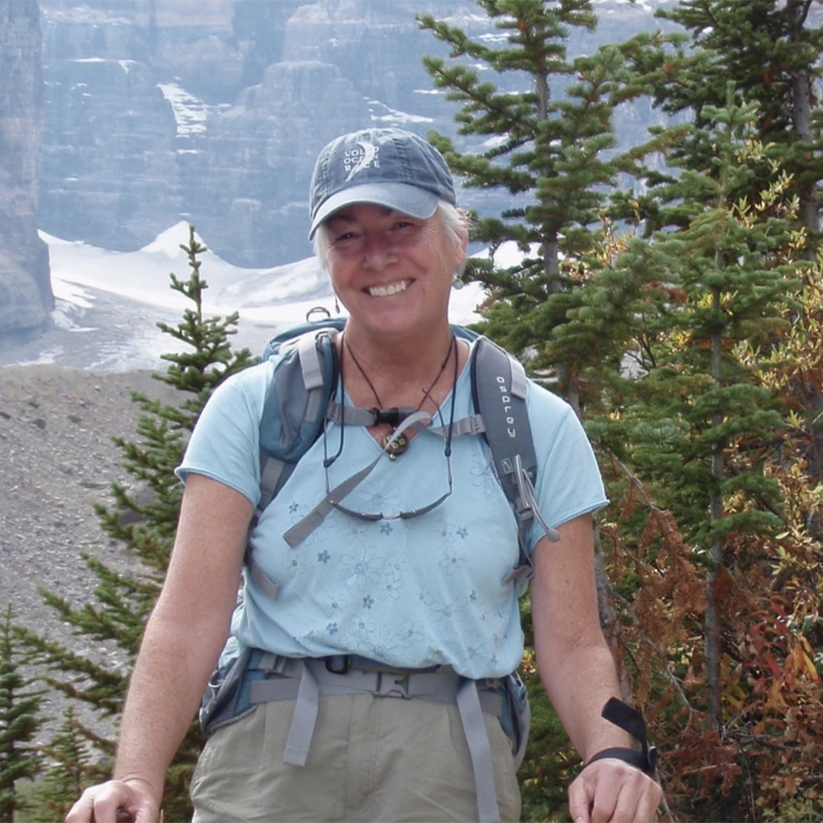 Liz hikes a trail near Lake Louise, Alberta, CA. 