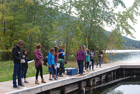 Students take water samples from the FLBS dock