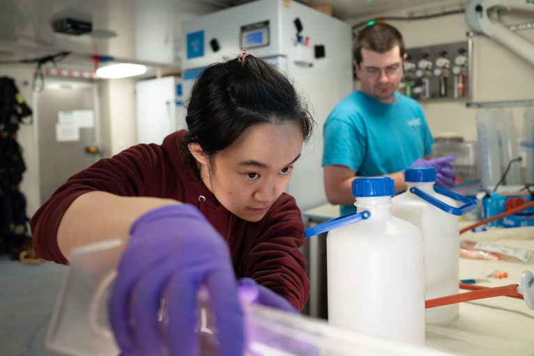 FLBS graduate students analyze water samples in research laboratory
