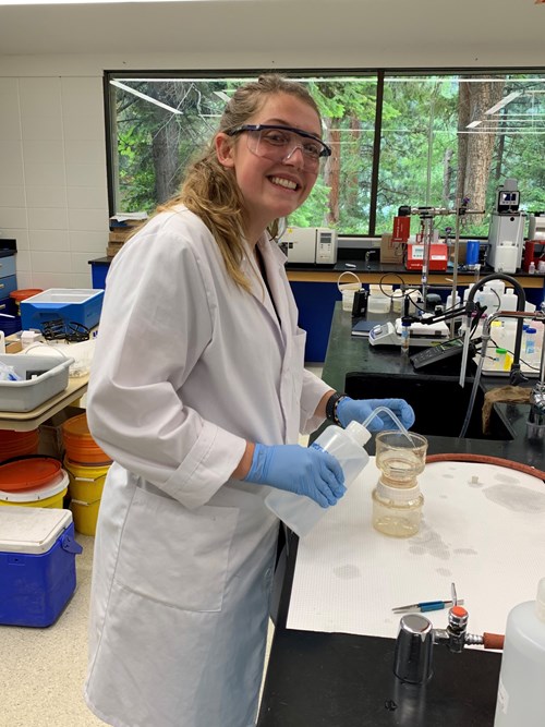 Intern prepares samples in the lab
