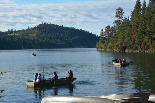 Ronan High School students taking samples in Yellow Bay