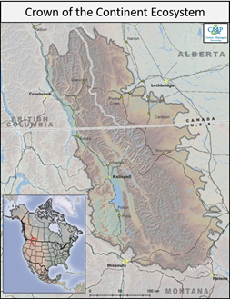 Map of The Crown of Continent Ecosystem (CCE)